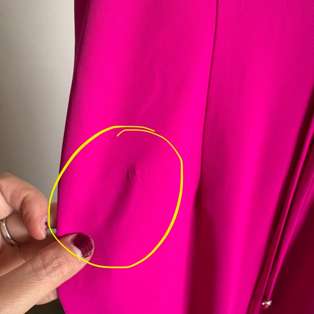 Halston Heritage Hot Pink Halter Maxi Dress with Floral Neck Detail - Picture 16 of 16